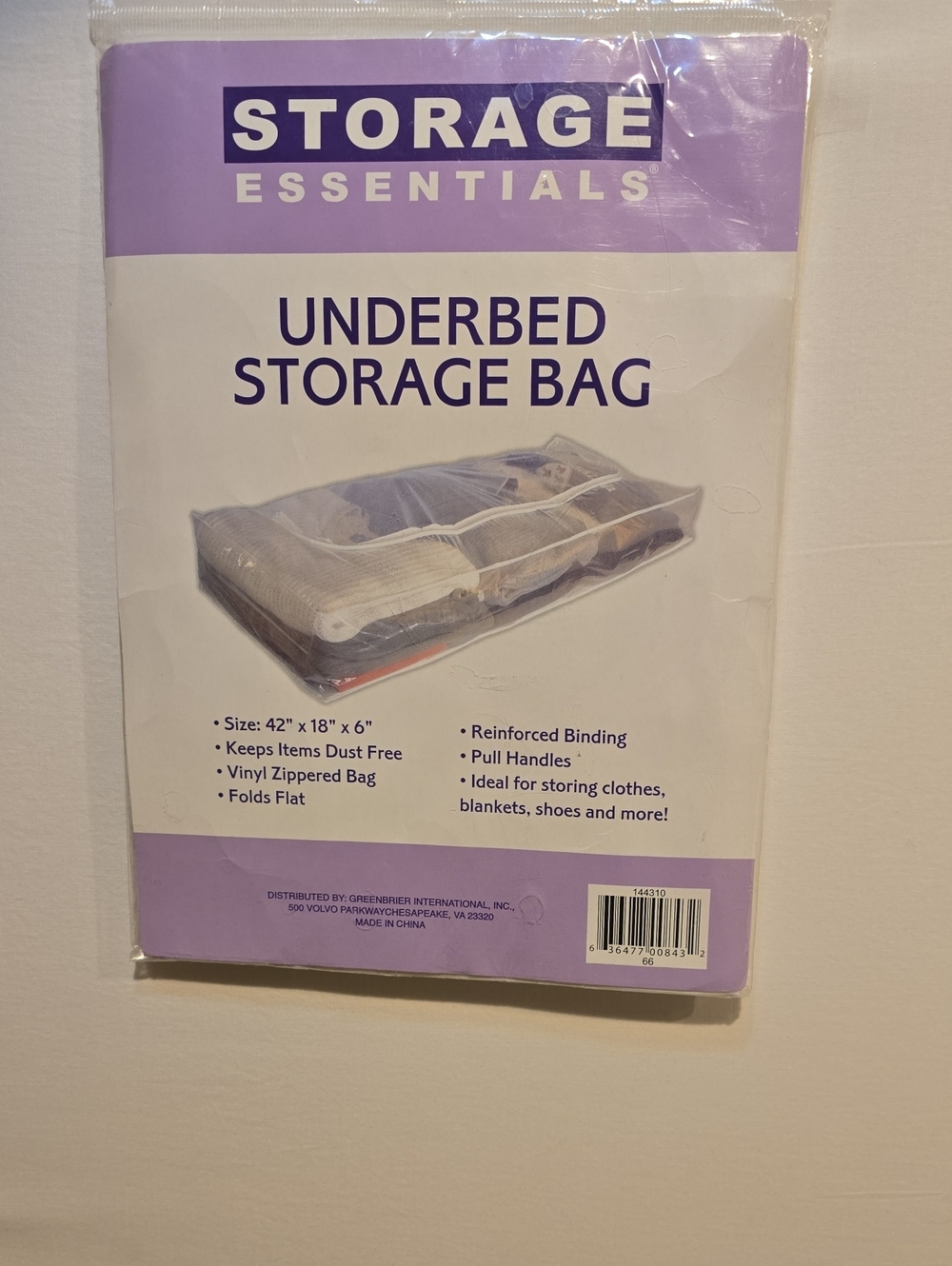 STORAGE ESSENTIALS - Underbed Storage Bag - Vinyl Zippered Organizer